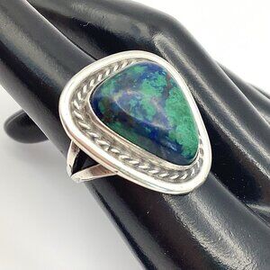 Spectacular Vintage Old Pawn Navajo Sterling Silver  Azurite Ring Size 7